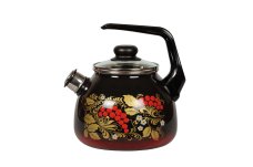 Чайник 3,0л сфер. со свист. РЯБИНА черн-красн.